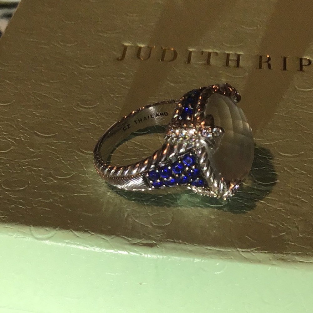 JUDITH RIPKA MONACO MOP DOUBLET W/SAPPHIRES RING - Picture 6 of 10